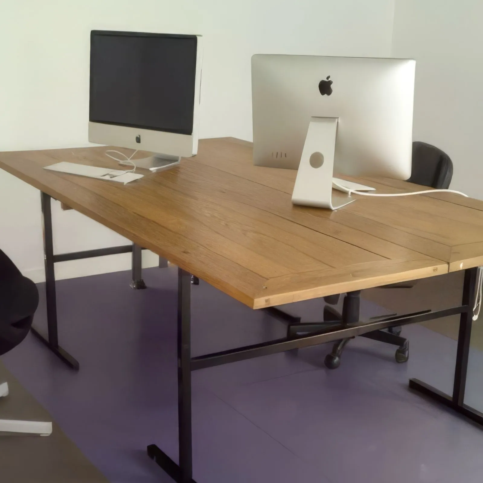 Avant après transformation comptoirs anciens en chêne massif en bureaux d’entreprise