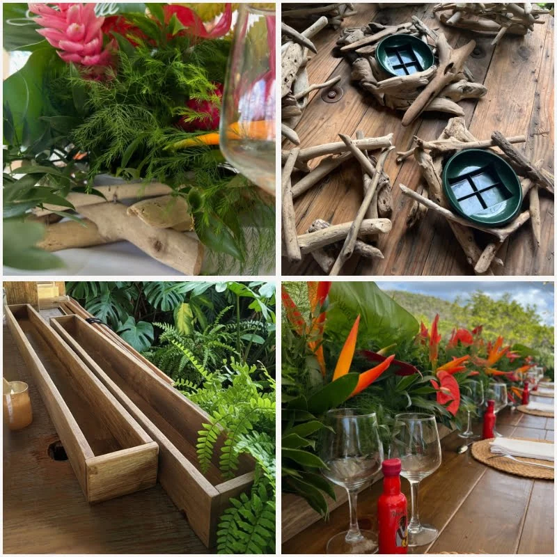 Création sur mesure de centres de table pour mariage en Martinique