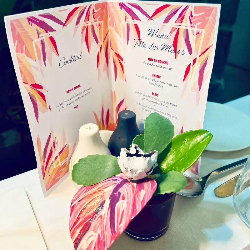 Menu et décoration pour la fête des mères en Martinique